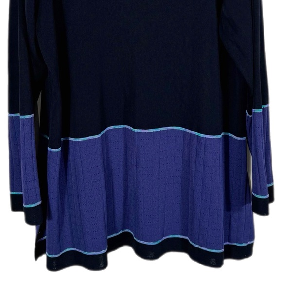 Exclusively Misook Vintage Striped Button Front Knit Cardigan 1X Purple Black - Picture 6 of 9